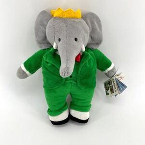 Babar the Elephant 13" Plush Yottoy King in Green Suit with Museum of Art Book